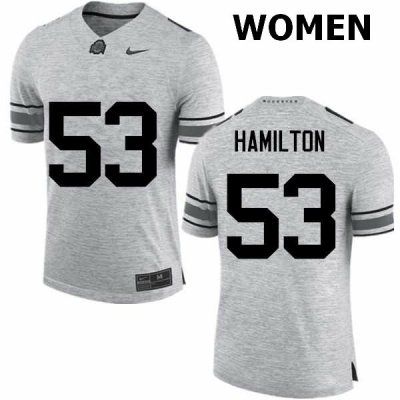 Women's Ohio State Buckeyes #53 Davon Hamilton Gray Nike NCAA College Football Jersey Wholesale EOM0444AX